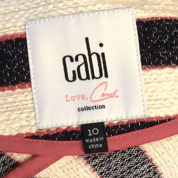 Cabi 5094 Navy Red Cream Nautical Stripe Double Breasted Cruise Blazer Jacket - Picture 15 of 16